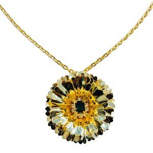 Beautiful Sapphire and Gold Floral Statement Necklace, Classic Grandmillennial